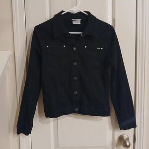 Fox Racing black denim jacket Sz S Y2K grunge skater punk emo goth